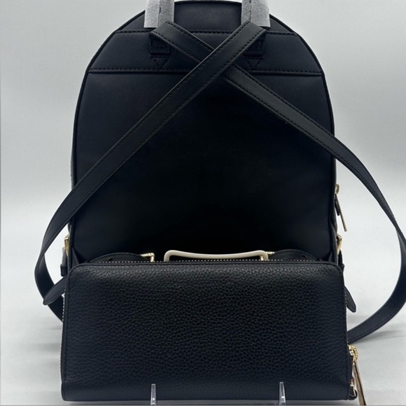 Michael Kors Medium Jaycee Backpack & Continental Wallet Wristlet Black - Picture 5 of 14